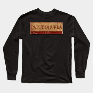 Aliska text red gold retro Patty Shukla Long Sleeve T-Shirt